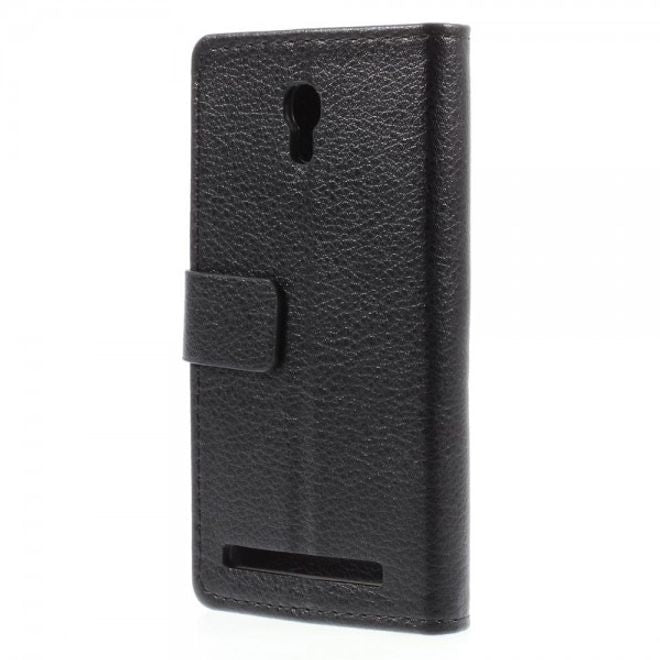 Alcatel One Touch Idol 2 Mini S Magnetisches Leder Case mit Litchitextur - schwarz