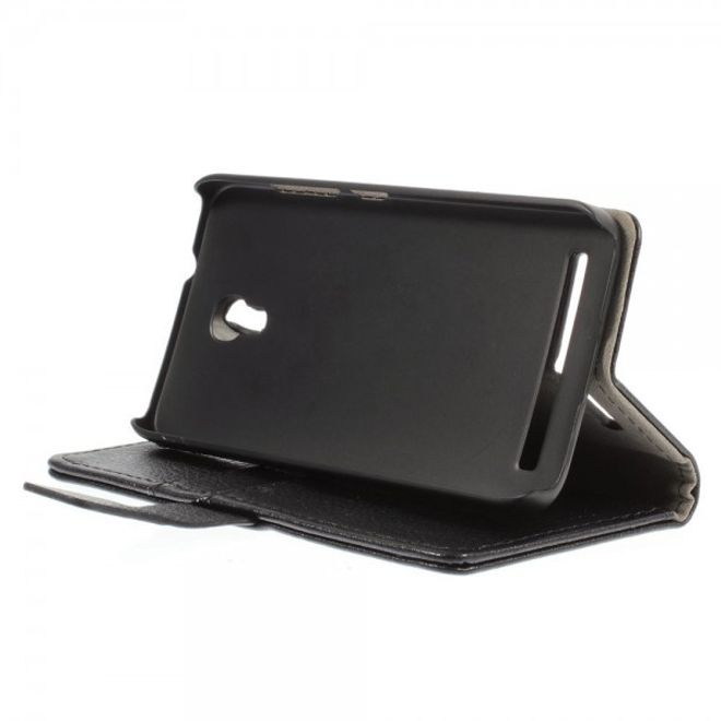 Alcatel One Touch Idol 2 Mini S Magnetisches Leder Case mit Litchitextur - schwarz