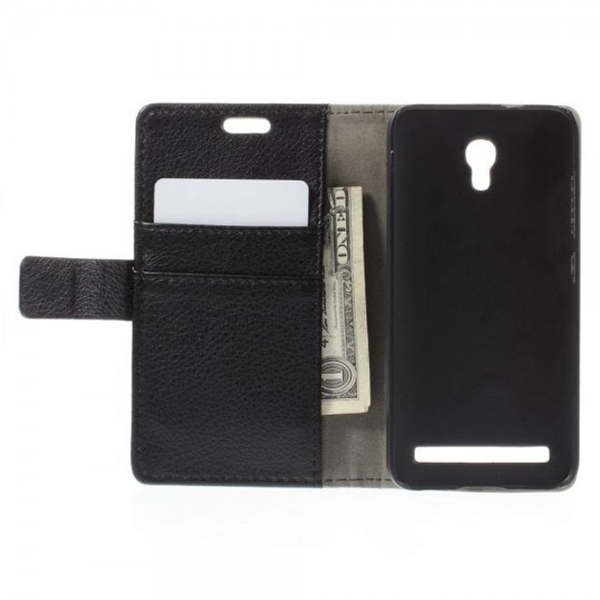 Alcatel One Touch Idol 2 Mini S Magnetisches Leder Case mit Litchitextur - schwarz