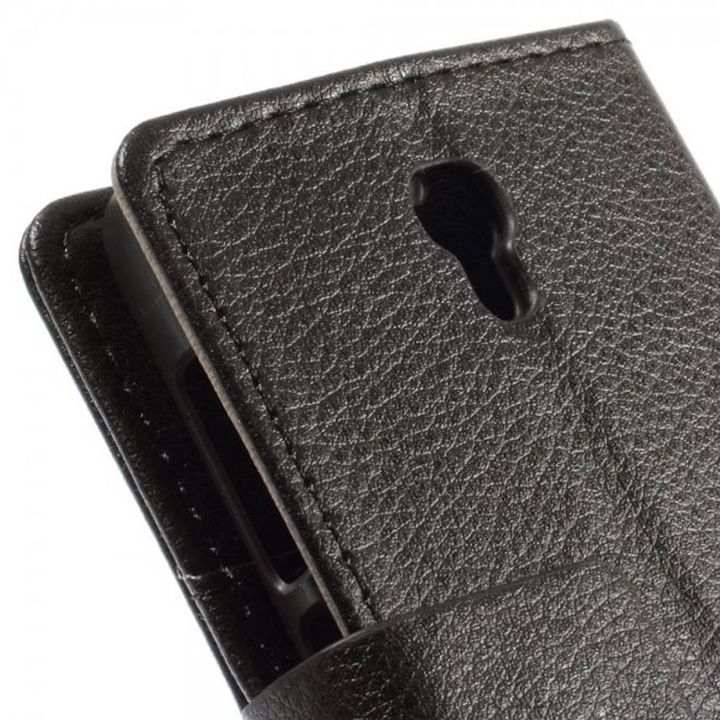 Alcatel One Touch Idol 2 Mini S Magnetisches Leder Case mit Litchitextur - schwarz
