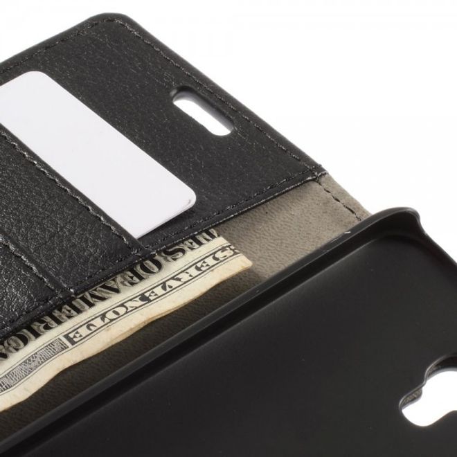Alcatel One Touch Idol 2 Mini S Magnetisches Leder Case mit Litchitextur - schwarz