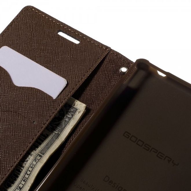 Goospery - Sony Xperia M4 Aqua Hülle - Handy Bookcover - Fancy Diary Series - schwarz/braun