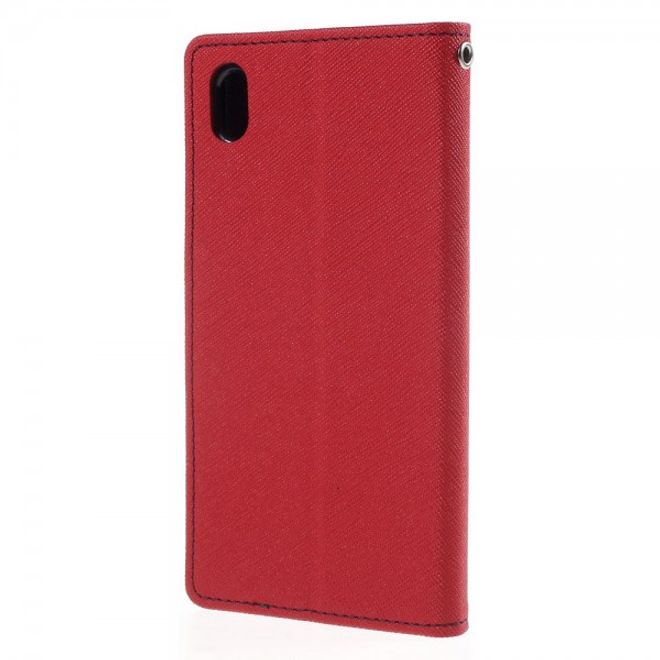 Goospery - Sony Xperia M4 Aqua Hülle - Handy Bookcover - Fancy Diary Series - rot/navy