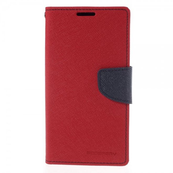 Goospery - Sony Xperia M4 Aqua Hülle - Handy Bookcover - Fancy Diary Series - rot/navy