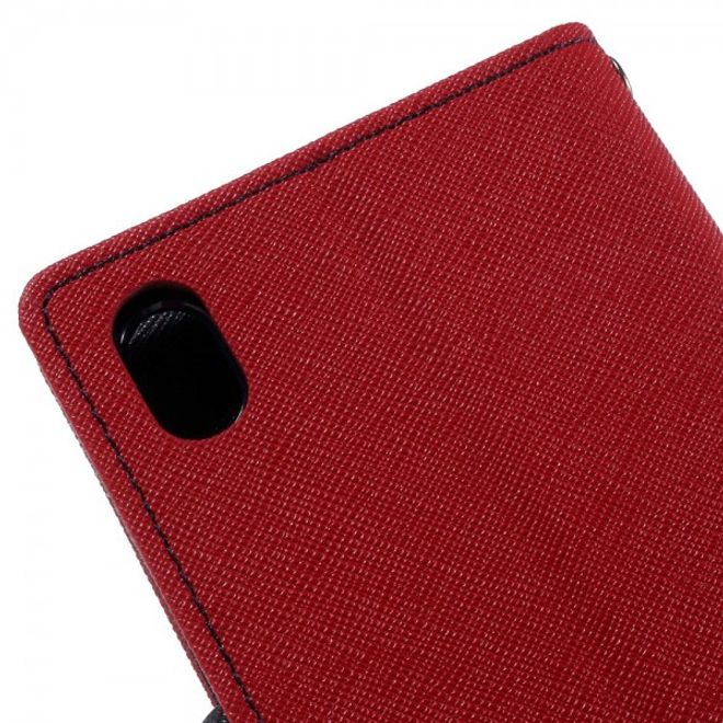 Goospery - Sony Xperia M4 Aqua Hülle - Handy Bookcover - Fancy Diary Series - rot/navy