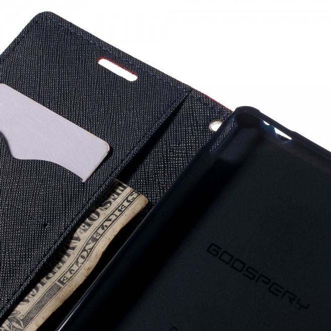 Goospery - Sony Xperia M4 Aqua Hülle - Handy Bookcover - Fancy Diary Series - rot/navy