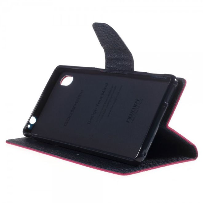 Goospery - Sony Xperia M4 Aqua Hülle - Handy Bookcover - Fancy Diary Series - pink/navy