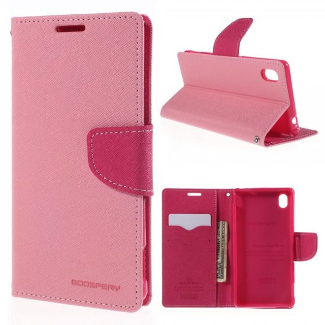 Goospery - Sony Xperia M4 Aqua Hülle - Handy Bookcover - Fancy Diary Series - rosa/pink