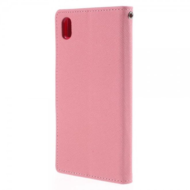 Goospery - Sony Xperia M4 Aqua Hülle - Handy Bookcover - Fancy Diary Series - rosa/pink