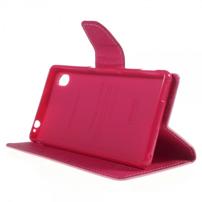 Goospery - Sony Xperia M4 Aqua Hülle - Handy Bookcover - Fancy Diary Series - rosa/pink
