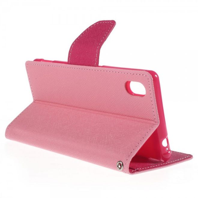 Goospery - Sony Xperia M4 Aqua Hülle - Handy Bookcover - Fancy Diary Series - rosa/pink