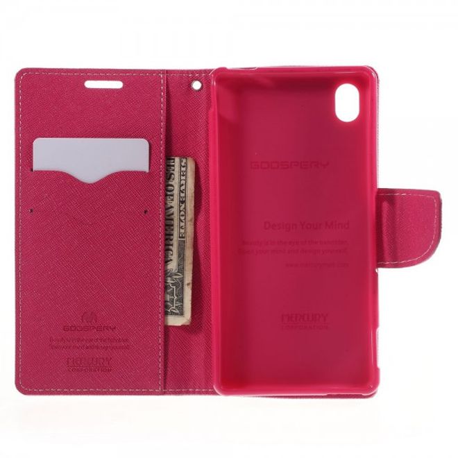 Goospery - Sony Xperia M4 Aqua Hülle - Handy Bookcover - Fancy Diary Series - rosa/pink