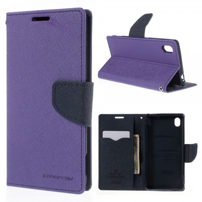 Goospery - Sony Xperia M4 Aqua Hülle - Handy Bookcover - Fancy Diary Series - purpur/navy