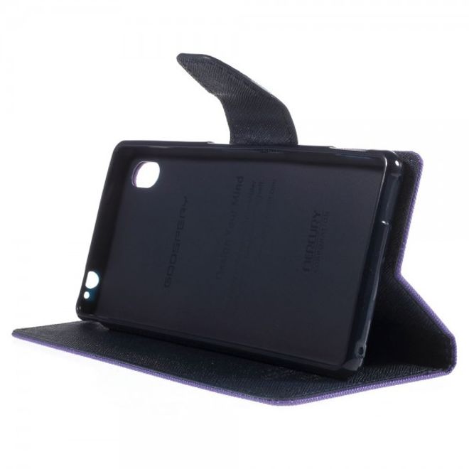 Goospery - Sony Xperia M4 Aqua Hülle - Handy Bookcover - Fancy Diary Series - purpur/navy