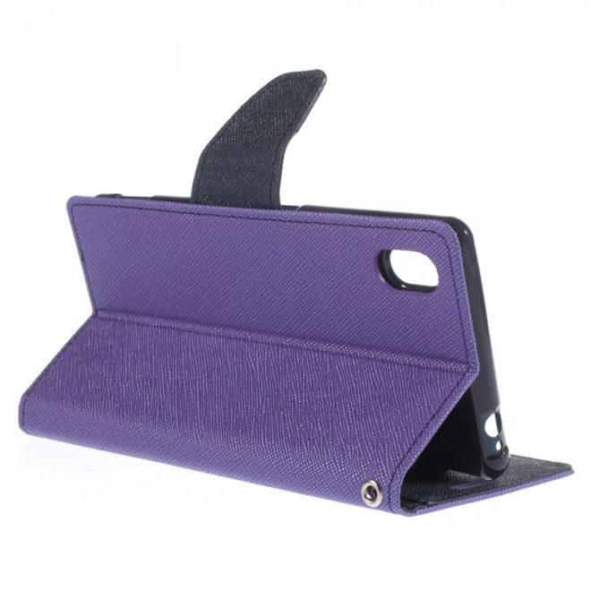 Goospery - Sony Xperia M4 Aqua Hülle - Handy Bookcover - Fancy Diary Series - purpur/navy