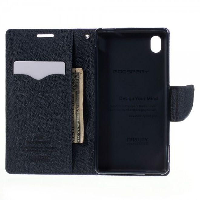 Goospery - Sony Xperia M4 Aqua Hülle - Handy Bookcover - Fancy Diary Series - purpur/navy