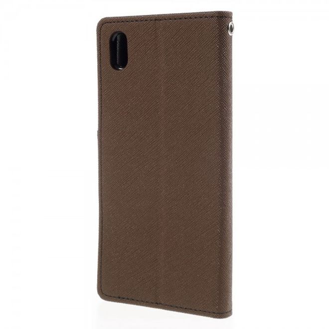 Goospery - Sony Xperia M4 Aqua Hülle - Handy Bookcover - Fancy Diary Series - braun/schwarz