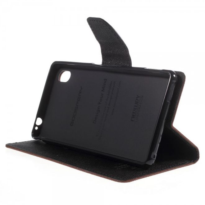 Goospery - Sony Xperia M4 Aqua Hülle - Handy Bookcover - Fancy Diary Series - braun/schwarz
