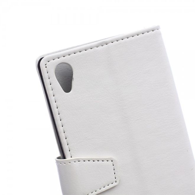 Sony Xperia M4 Aqua Schickes Crazy Horse Leder Case - weiss