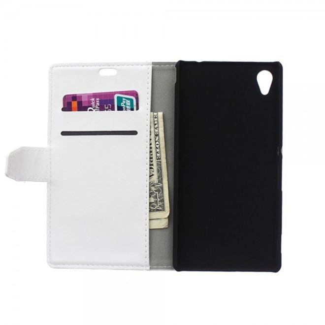 Sony Xperia M4 Aqua Schickes Crazy Horse Leder Case - weiss