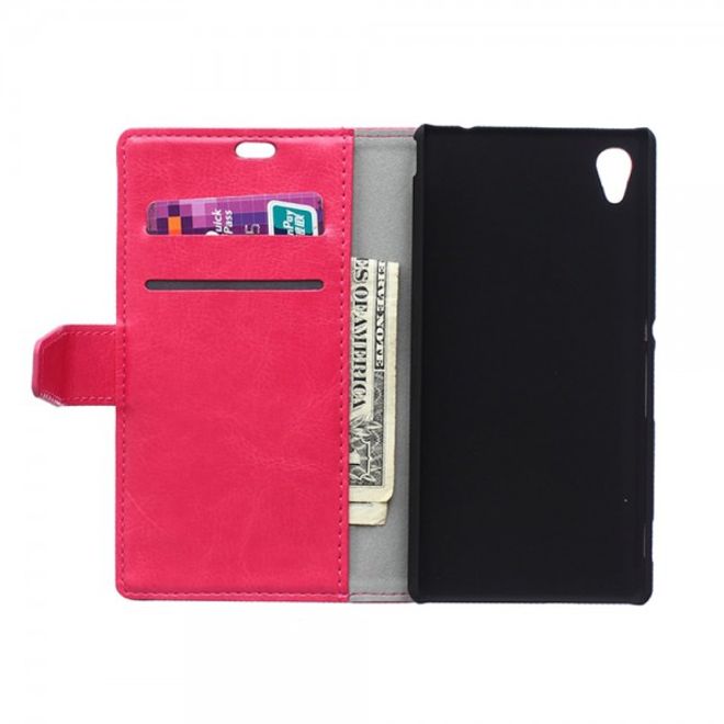 Sony Xperia M4 Aqua Schickes Crazy Horse Leder Case - rosa