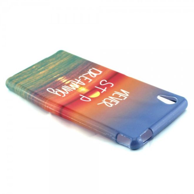 Sony Xperia M4 Aqua Elastisches, leicht glänzendes Plastik Case mit Sonnenuntergang