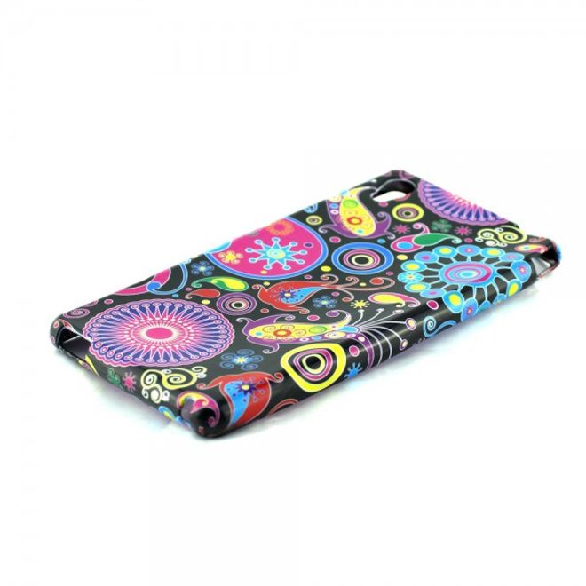 Sony Xperia M4 Aqua Elastisches, leicht glänzendes Plastik Case mit farbigem Muster - schwarz