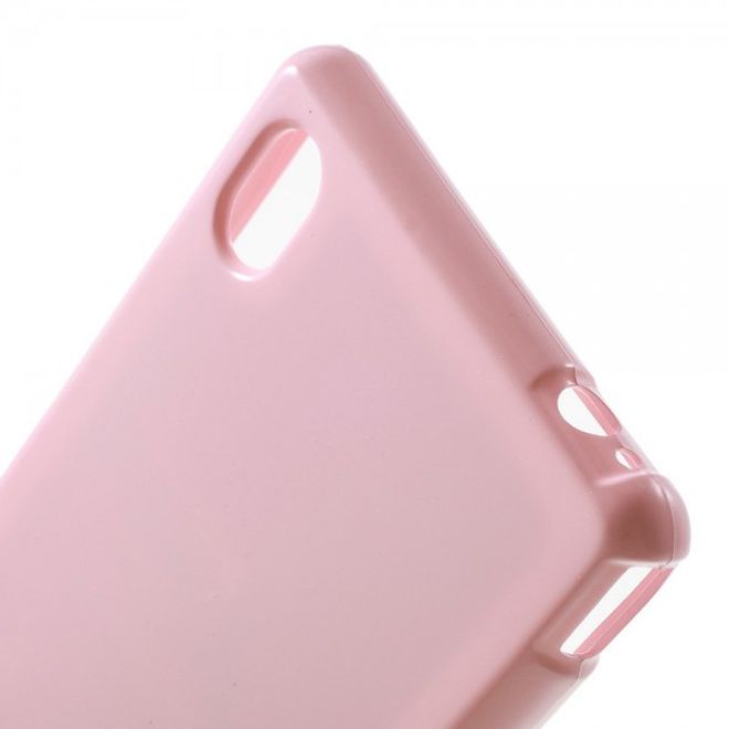 Goospery - Sony Xperia M4 Aqua Handy Hülle - TPU Soft Case - Pearl Jelly Series - rosa