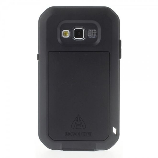 Samsung Galaxy A5 LOVE MEI Ultrarobustes Metall, Silikon und gehärtetes Glas Case - schwarz