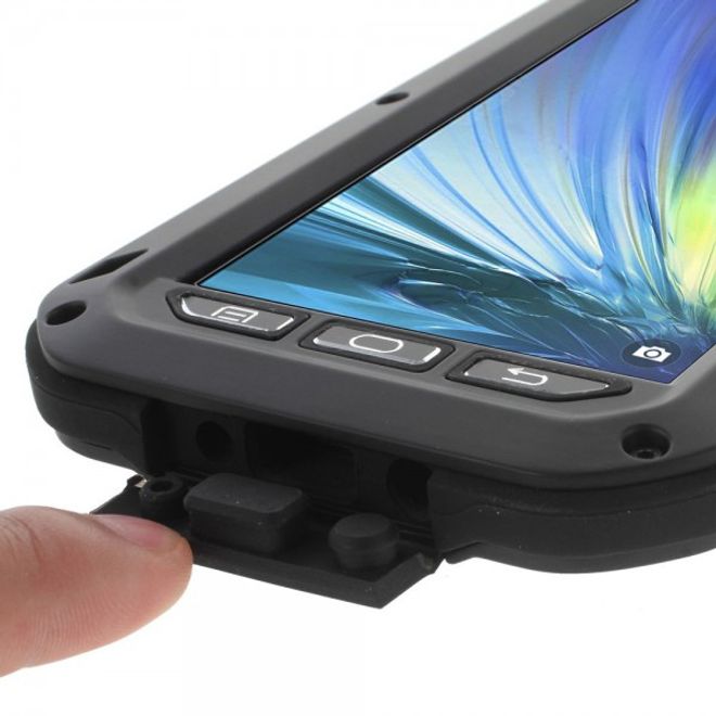 Samsung Galaxy A5 LOVE MEI Ultrarobustes Metall, Silikon und gehärtetes Glas Case - schwarz