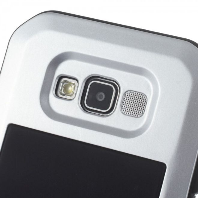 Samsung Galaxy A5 LOVE MEI Ultrarobustes Metall, Silikon und gehärtetes Glas Case - silber
