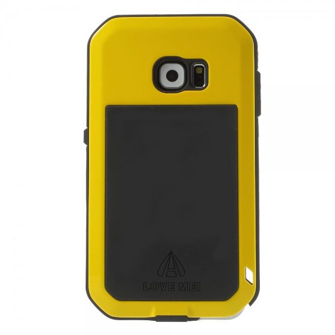 Samsung Galaxy S6 LOVE MEI Ultrarobustes Metall, Silikon und gehärtetes Glas Case - gelb