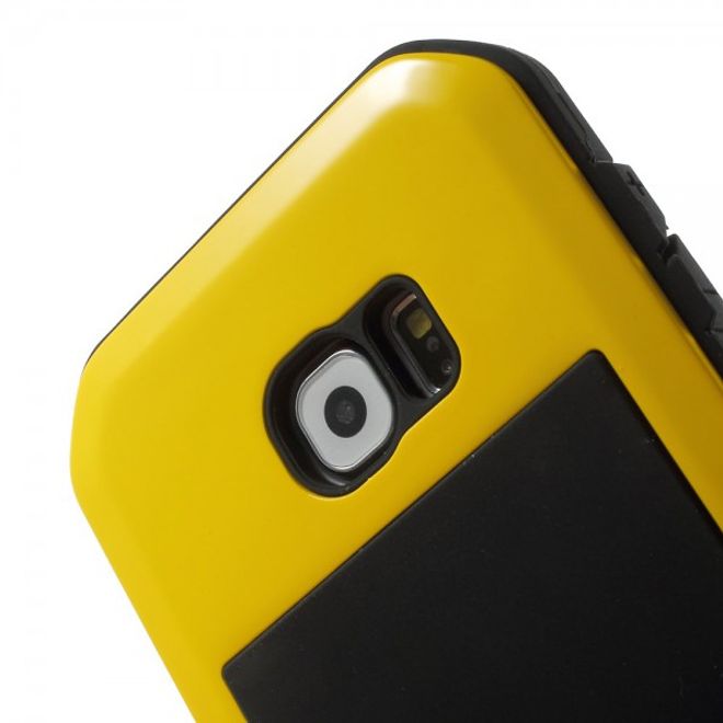 Samsung Galaxy S6 LOVE MEI Ultrarobustes Metall, Silikon und gehärtetes Glas Case - gelb