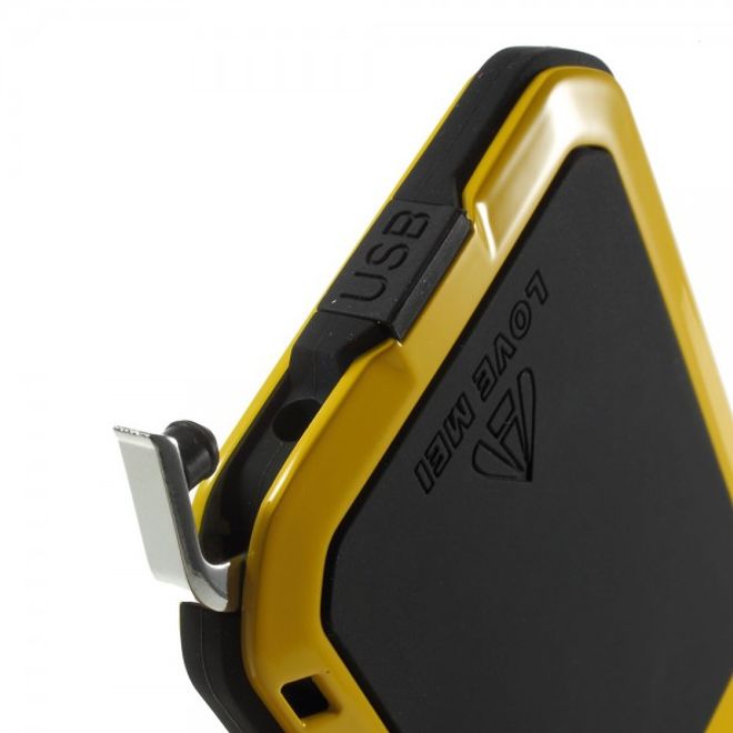 Samsung Galaxy S6 LOVE MEI Ultrarobustes Metall, Silikon und gehärtetes Glas Case - gelb