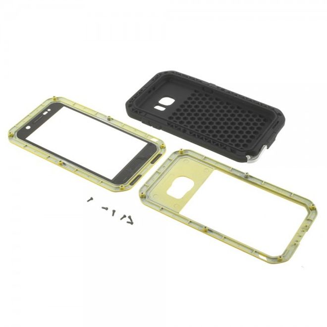 Samsung Galaxy S6 LOVE MEI Ultrarobustes Metall, Silikon und gehärtetes Glas Case - gelb