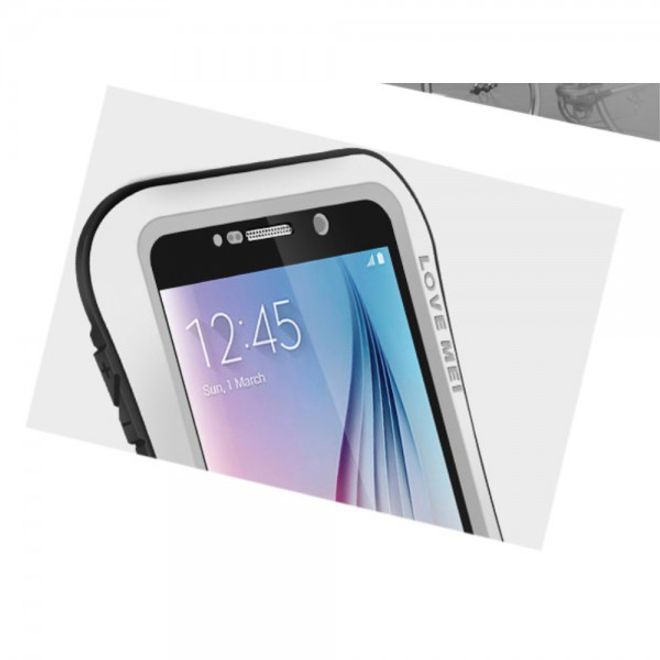 Samsung Galaxy S6 LOVE MEI Dünnes, ultrarobustes Metall, Silikon und gehärtetes Glas Case - silber
