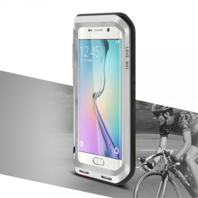Galaxy S6 Edge LOVE MEI Ultrarobustes Metall und Silikon Case (ohne Gorilla Glas) - silber