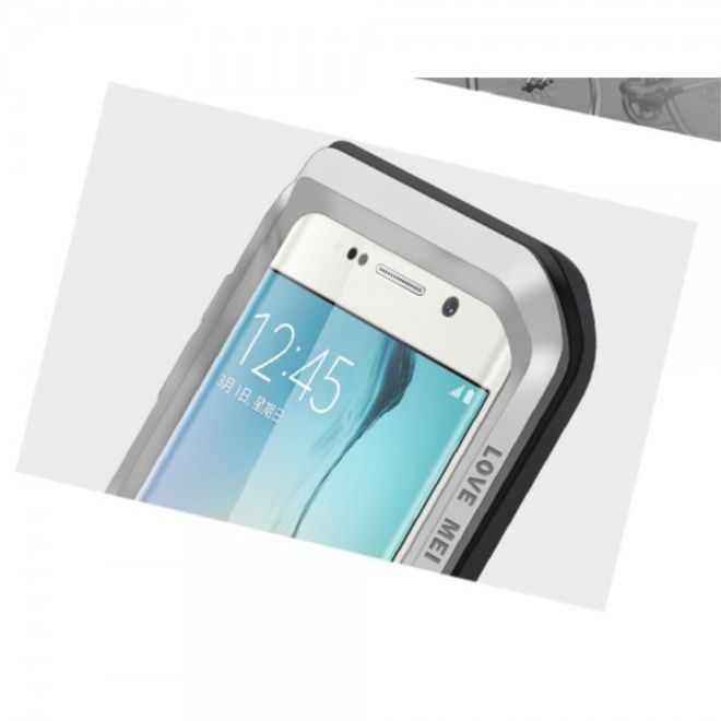 Galaxy S6 Edge LOVE MEI Ultrarobustes Metall und Silikon Case (ohne Gorilla Glas) - silber