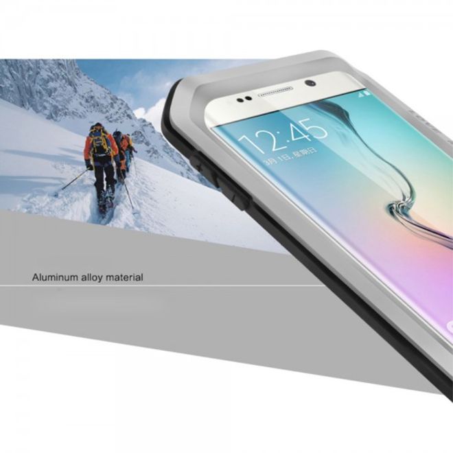Galaxy S6 Edge LOVE MEI Ultrarobustes Metall und Silikon Case (ohne Gorilla Glas) - silber