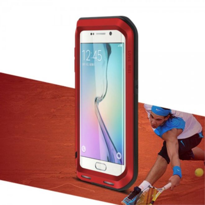 Galaxy S6 Edge LOVE MEI Ultrarobustes Metall und Silikon Case (ohne Gorilla Glas) - rot