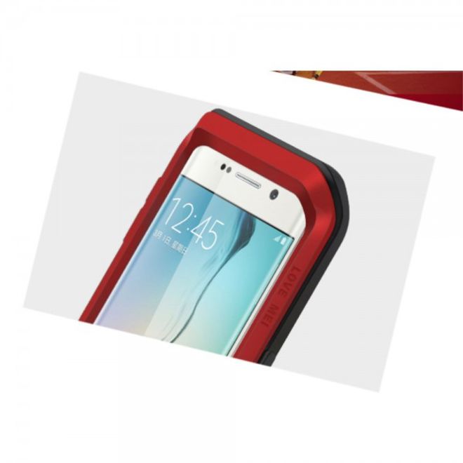 Galaxy S6 Edge LOVE MEI Ultrarobustes Metall und Silikon Case (ohne Gorilla Glas) - rot