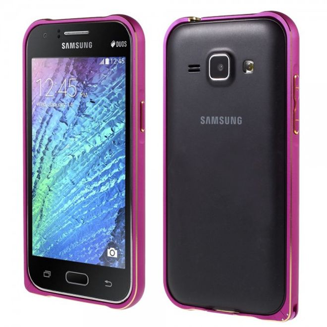 Samsung Galaxy J1 Passgenauer Metall Bumper - rosa