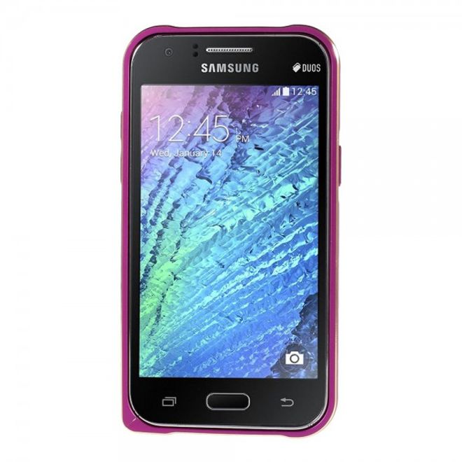 Samsung Galaxy J1 Passgenauer Metall Bumper - rosa