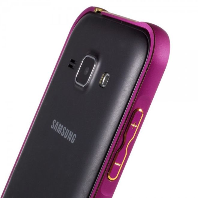 Samsung Galaxy J1 Passgenauer Metall Bumper - rosa