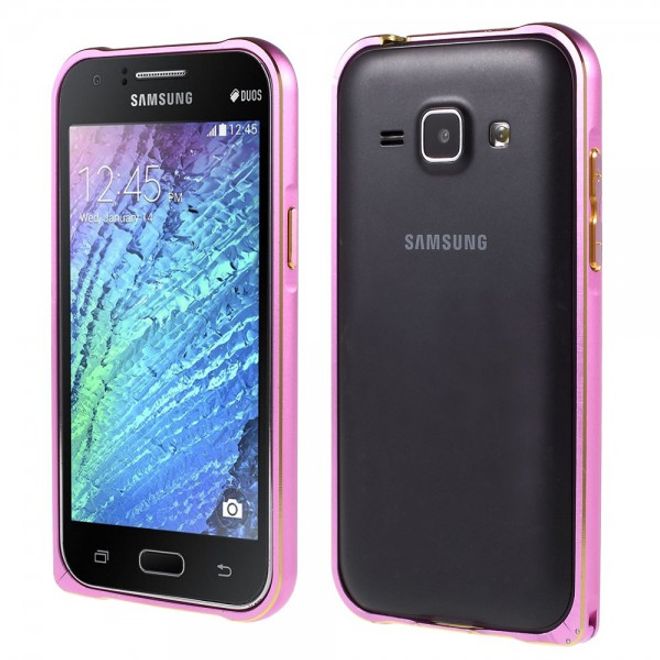 Samsung Galaxy J1 Passgenauer Metall Bumper - pink