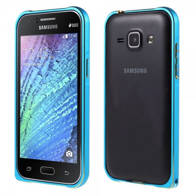 Samsung Galaxy J1 Passgenauer Metall Bumper - weiss