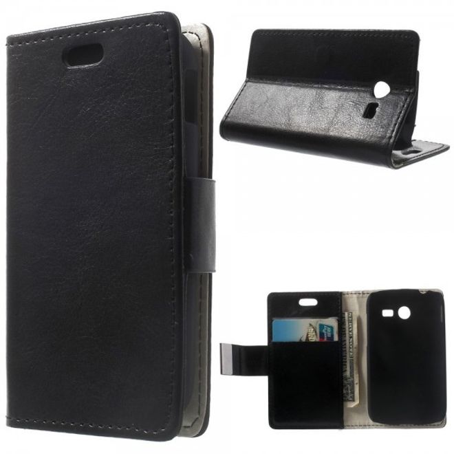 Samsung Galaxy Pocket 2 Crazy Horse Leder Case mit Kreditkartenslots - schwarz