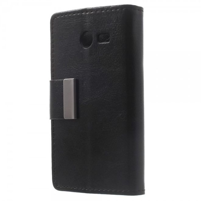 Samsung Galaxy Pocket 2 Crazy Horse Leder Case mit Kreditkartenslots - schwarz