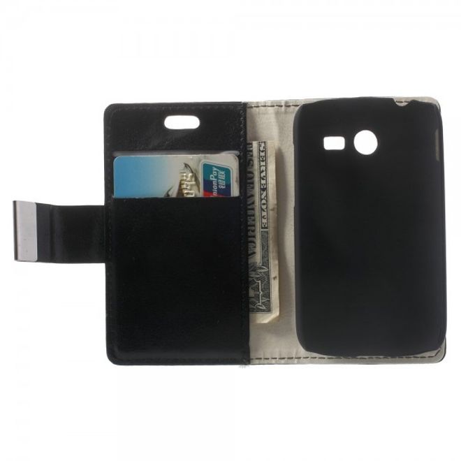 Samsung Galaxy Pocket 2 Crazy Horse Leder Case mit Kreditkartenslots - schwarz