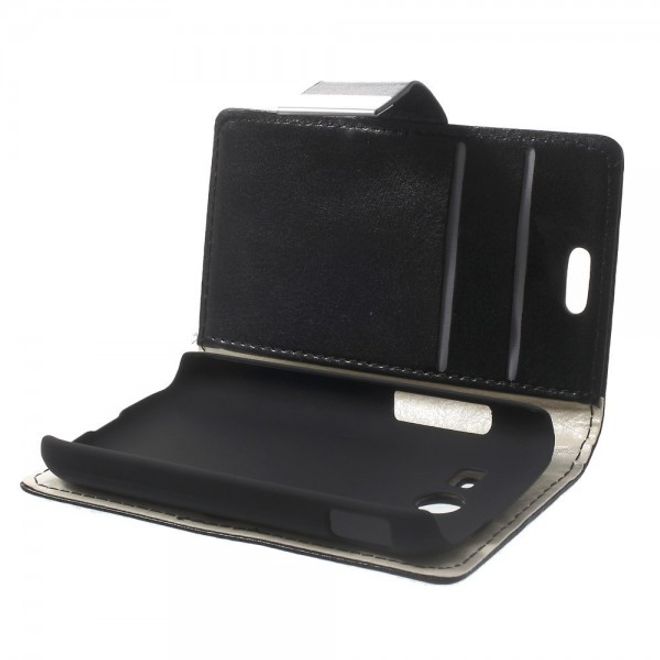 Samsung Galaxy Pocket 2 Crazy Horse Leder Case mit Kreditkartenslots - schwarz